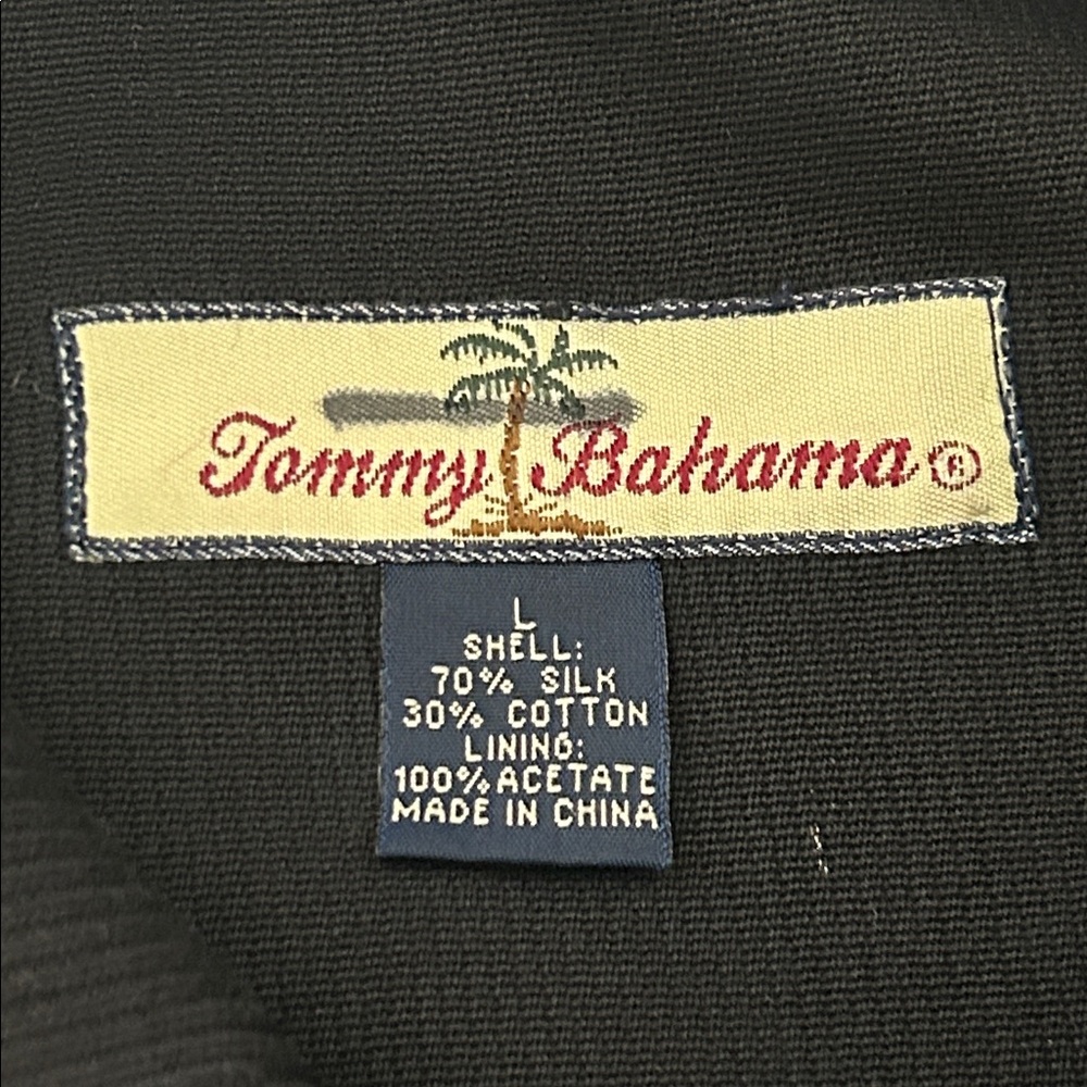 Tommy Bahama Men’s Large Solid Black Silk Cotton Blend Zip Front Jacket - Picture 5 of 6